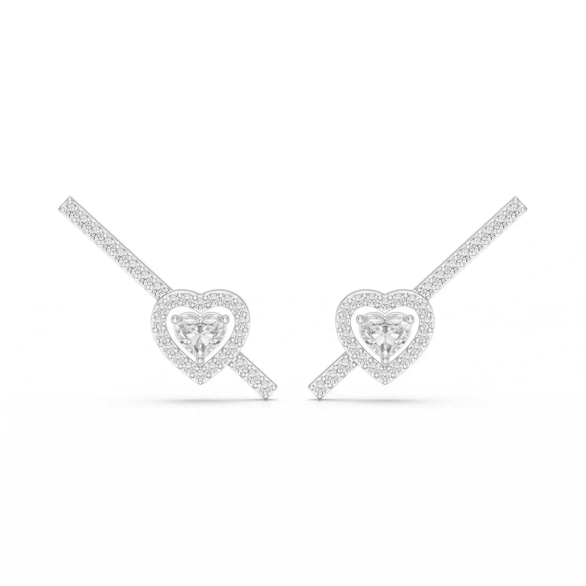 0.76 CT Lab Diamond Heart Cut Earrings Jama Jewels