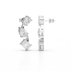 3.45 CT Lab Diamond Multi-Shape Three Stone Earrings Jama Jewels