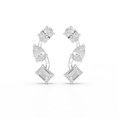 3.45 CT Lab Diamond Multi-Shape Three Stone Earrings Jama Jewels