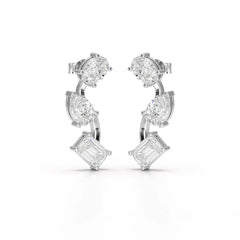 3.45 CT Lab Diamond Multi-Shape Three Stone Earrings Jama Jewels