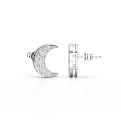 0.81 CT Lab Diamond Half Moon Earrings Jama Jewels