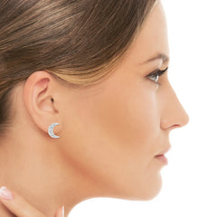 0.81 CT Lab Diamond Half Moon Earrings Jama Jewels