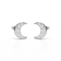 0.81 CT Lab Diamond Half Moon Earrings Jama Jewels