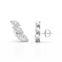 2.9 CT Trilogy Marquise Cut Lab Diamond Climber Earring Jama Jewels