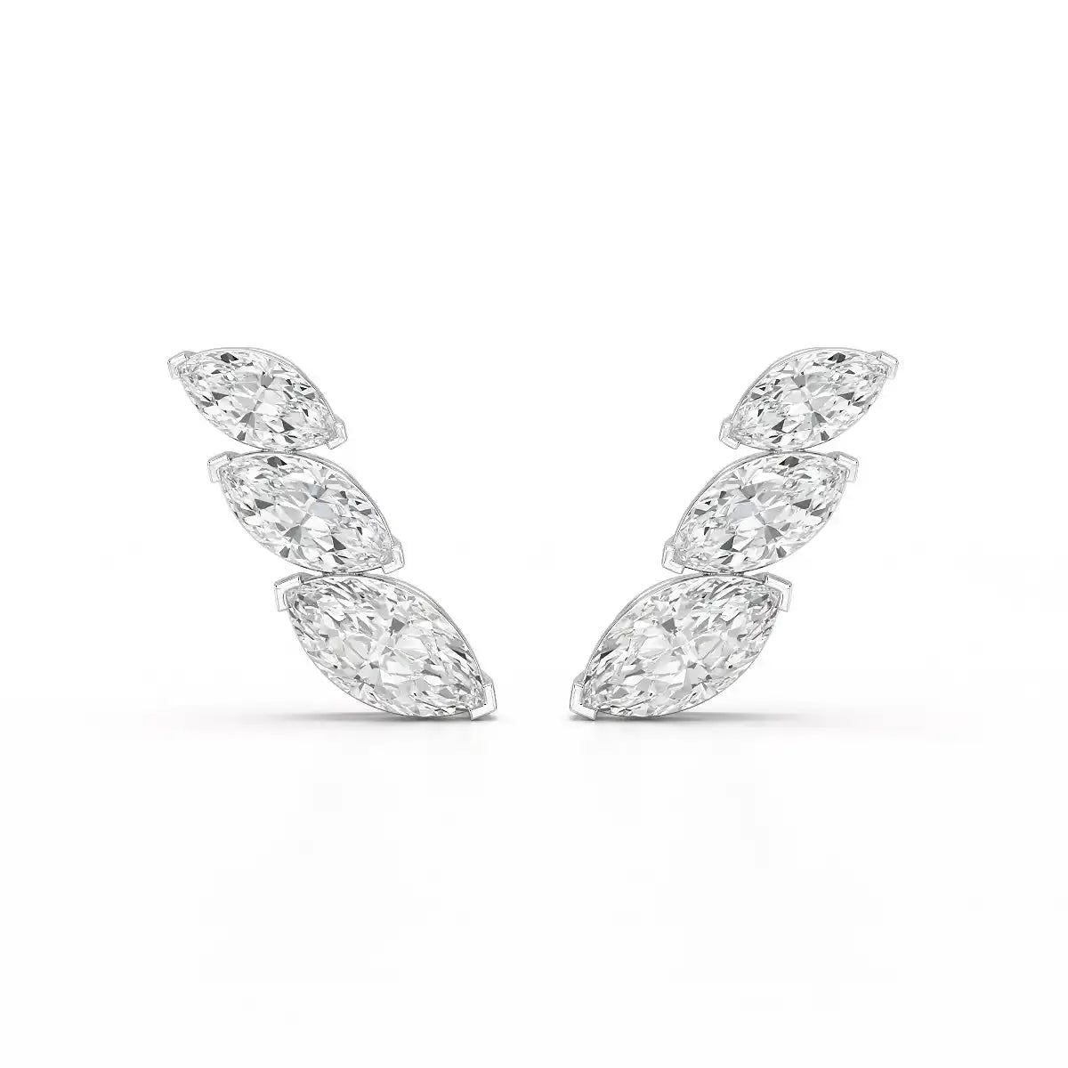 2.9 CT Trilogy Marquise Cut Lab Diamond Climber Earring Jama Jewels