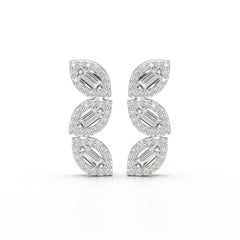 0.55 CT Baguette & Round Cut Lab Diamond Drop Earring Jama Jewels