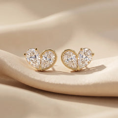 1.80 CT Double Pear Bezel Stud Diamond Earrings
