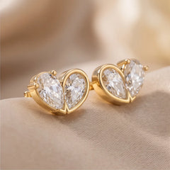 1.80 CT Double Pear Bezel Stud Diamond Earrings
