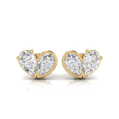 1.80 CT Double Pear Bezel Stud Diamond Earrings