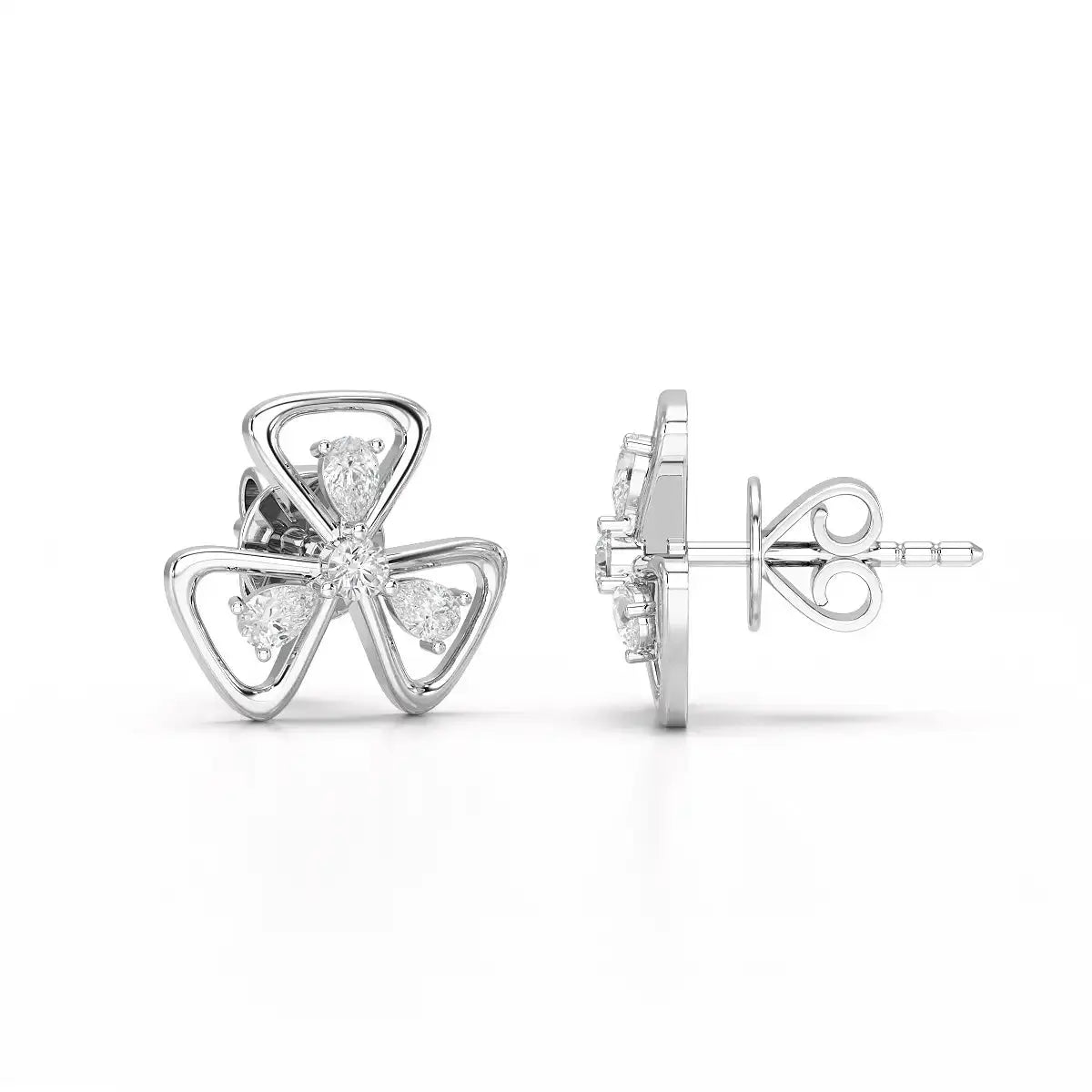 0.40 CT Lab Diamond Round Cut Petal Earring Jama Jewels