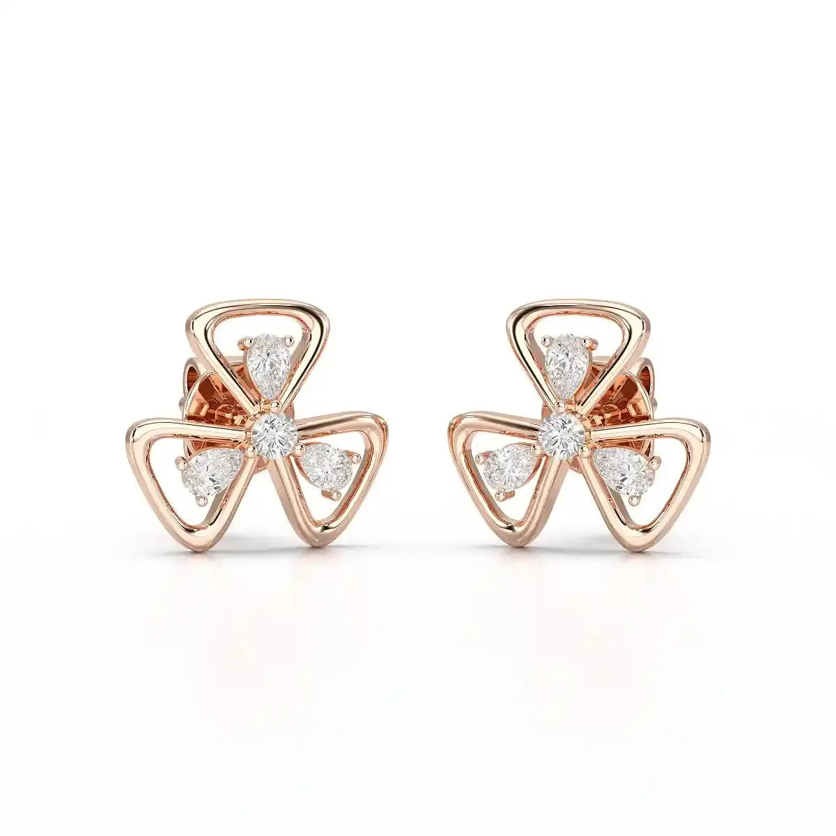 0.40 CT Lab Diamond Round Cut Petal Earring Jama Jewels