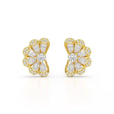 1.05 CT Flower Shape Stud Earring with Pear & Round cut Lab Diamonds