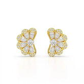 1.05 CT Flower Shape Stud Earring with Pear & Round cut Lab Diamonds Jama Jewels