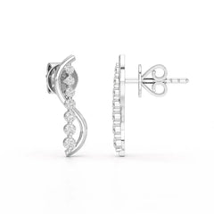 0.35 CT Swirl Lab Diamond Round Journey Earring Jama Jewels
