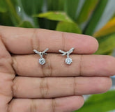 0.60 CT Lab Diamond Ribbon Earring with Round Diamonds (Ready for Delivery) Jama Jewels