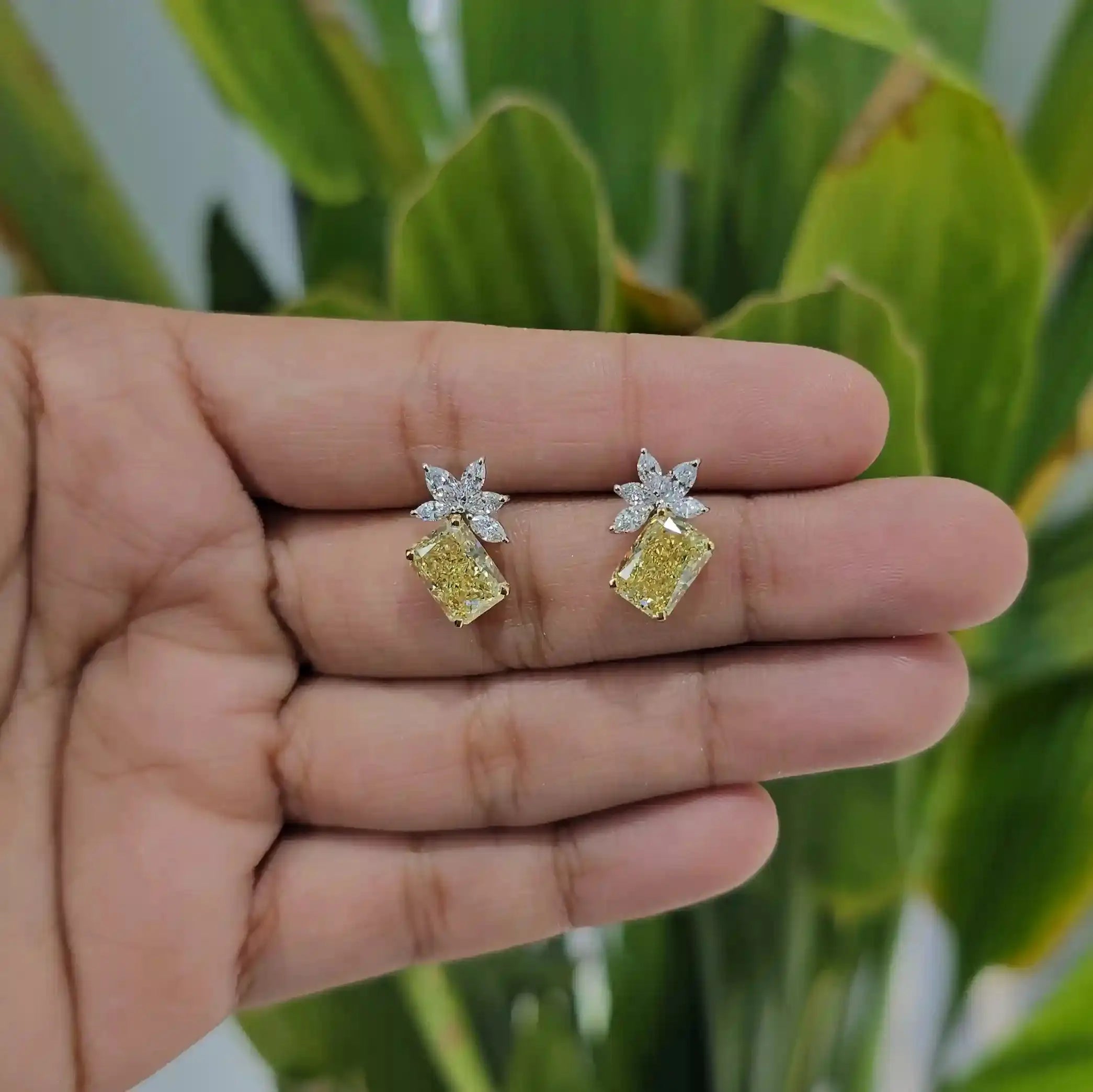 4.75 CT Marquise and Radiant Cut Lab Diamond Drop Earring (Ready for Delivery) Jama Jewels