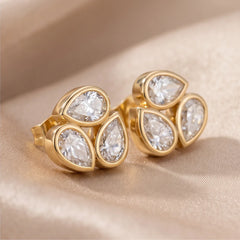 1.25 CT Pear Trio Bezel Diamond Earrings