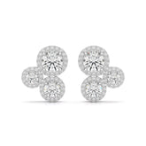 2.30 CT Trio Halo Round Cut Diamond Stud Earrings Jama Jewels