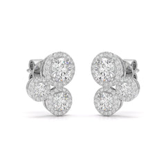 2.30 CT Trio Halo Round Cut Diamond Stud Earrings Jama Jewels