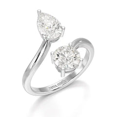 2 CT Pear and Round Cut Lab Diamond Ring Jama Jewels