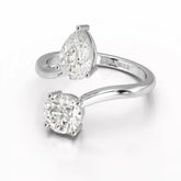 2 CT Pear and Round Cut Lab Diamond Ring Jama Jewels