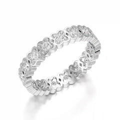 0.65 CT Flower Shape Eternity Ring with Round Cut Lab Diamonds Jama Jewels