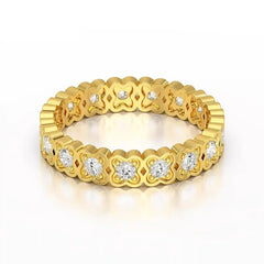0.65 CT Flower Shape Eternity Ring with Round Cut Lab Diamonds Jama Jewels