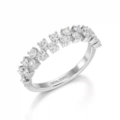 0.7 CT Half Eternity Ring with Two Layer Round Cut Lab Diamonds