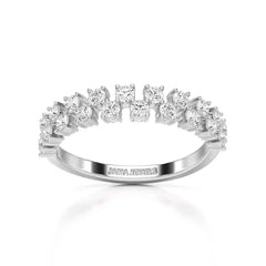 0.7 CT Half Eternity Ring with Two Layer Round Cut Lab Diamonds Jama Jewels