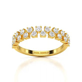0.7 CT Half Eternity Ring with Two Layer Round Cut Lab Diamonds