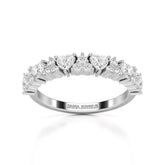 0.8 CT Half Eternity Ring with Round and Heart Cut Lab Diamonds Jama Jewels
