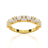0.8 CT Half Eternity Ring with Round and Heart Cut Lab Diamonds