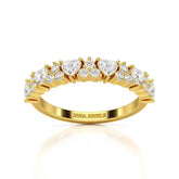 0.8 CT Half Eternity Ring with Round and Heart Cut Lab Diamonds Jama Jewels