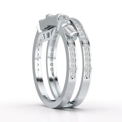 0.50 CT Two Row Ring with Round and Taper Cut Diamonds Jama Jewels