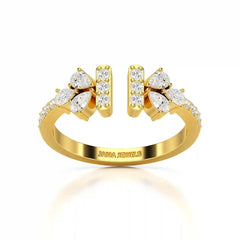 0.5 CT Lab Diamond Open Ring with Pear and Round Cut Diamonds