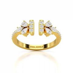 0.5 CT Lab Diamond Open Ring with Pear and Round Cut Diamonds Jama Jewels