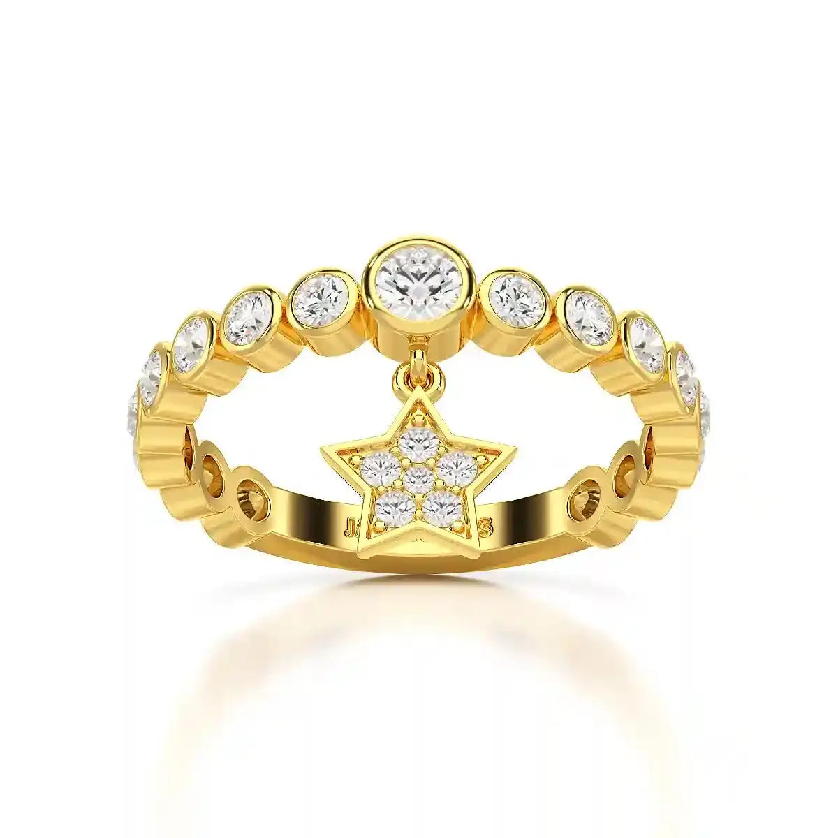 0.70 CT Round Cut Lab Diamond Ring with a Dangling Star Jama Jewels