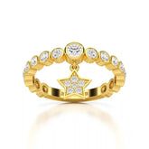 0.70 CT Round Cut Lab Diamond Ring with a Dangling Star