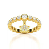 0.70 CT Round Cut Lab Diamond Ring with a Dangling Star Jama Jewels
