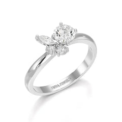 0.65 CT Marquise & Round Cut Lab Diamond Cluster Ring Jama Jewels