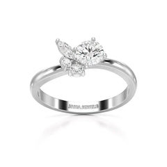0.65 CT Marquise & Round Cut Lab Diamond Cluster Ring Jama Jewels