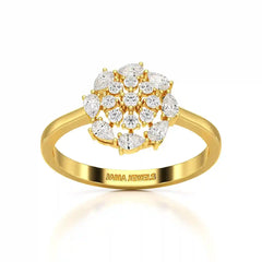 0.35 CT Cluster Ring with Pear and Round Cut Lab Diamonds