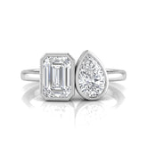 2.55 CT Emerald & Pear Two Stone Diamond Ring