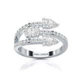 1.35 CT Three Row Diamond Bypass Ring Jama Jewels