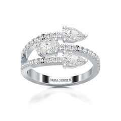 1.35 CT Three Row Diamond Bypass Ring Jama Jewels