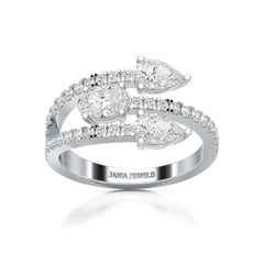 1.35 CT Three Row Diamond Bypass Ring Jama Jewels