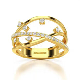0.30 CT Round Cut Lab Diamond Crossover Ring Jama Jewels