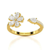 0.65 CT Open Ring with Pear & Round Cut Lab Diamonds Jama Jewels