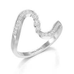 0.15 CT Lab Diamond Wave Ring with Round Cut Lab Diamonds Jama Jewels