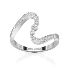 0.15 CT Lab Diamond Wave Ring with Round Cut Lab Diamonds Jama Jewels